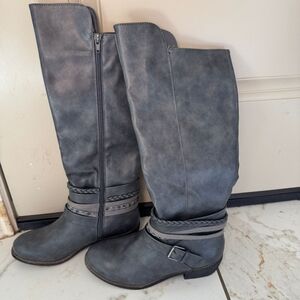 Gray Knee High Boots